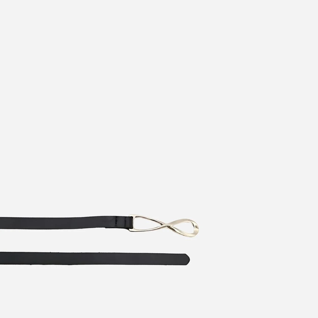 MARENGO - Women's Black Genuine Leather Skinny Belt