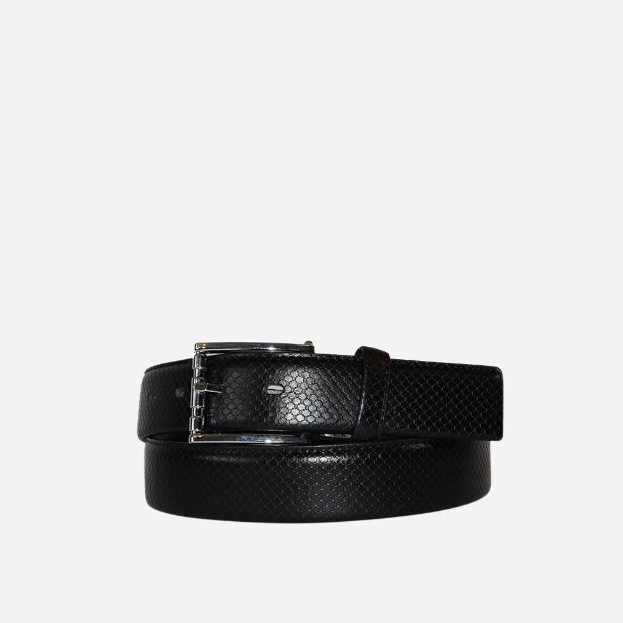 MARLON - Mens Black Snake Texture Leather Belt