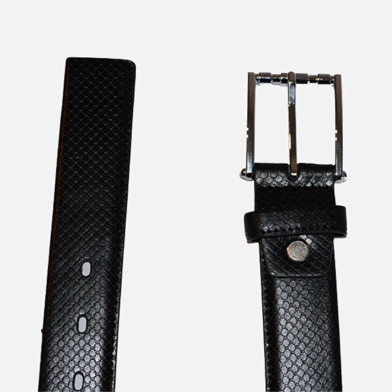 MARLON - Mens Black Snake Texture Leather Belt