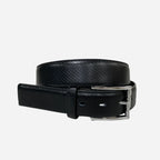 MARLON - Mens Black Snake Texture Leather Belt