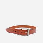 MARVERICK - Men's Tan Genuine Leather Belt with Silver Buckle