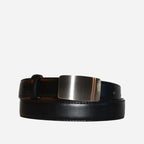MATEO - Black Genuine Leather Boys Belt with Shield Buckle