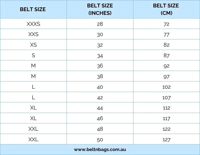 Men's and Ladies Belt Size Guide