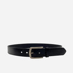 MICK - Men's Black Genuine Leather Belt with Silver Pin Buckle