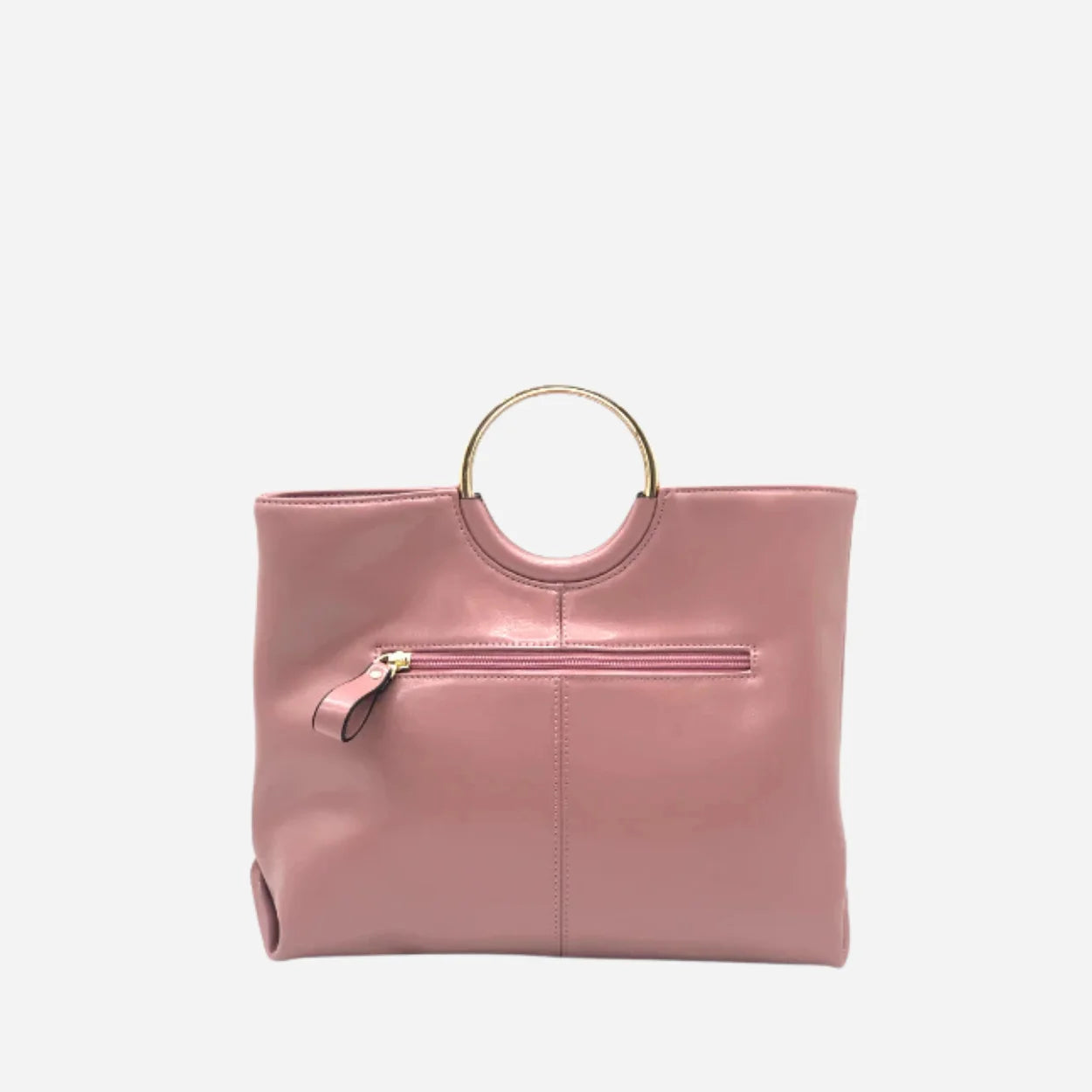 MILLFIELD - Pink Structured Leather Gold Ring Handle Bag