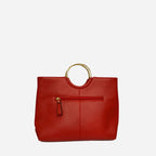 MILLFIELD - Women's Red Leather Ring Handle Tote Shoulder Crossbody Bag