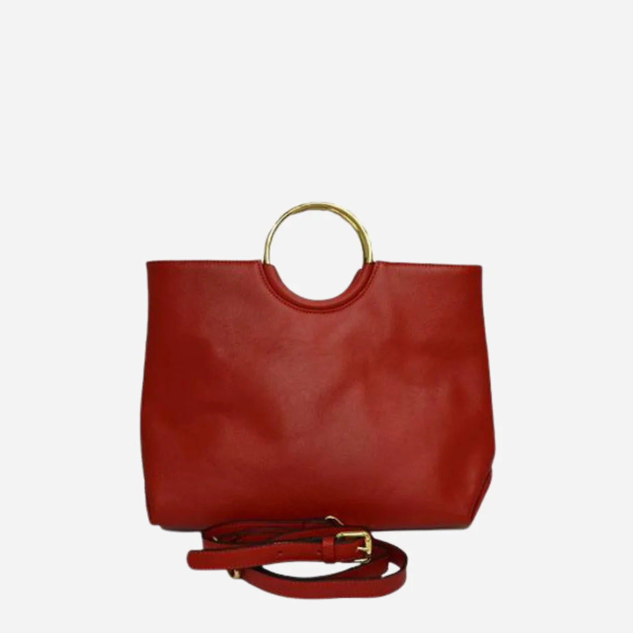 MILLFIELD - Women's Red Leather Ring Handle Tote Shoulder Crossbody Bag
