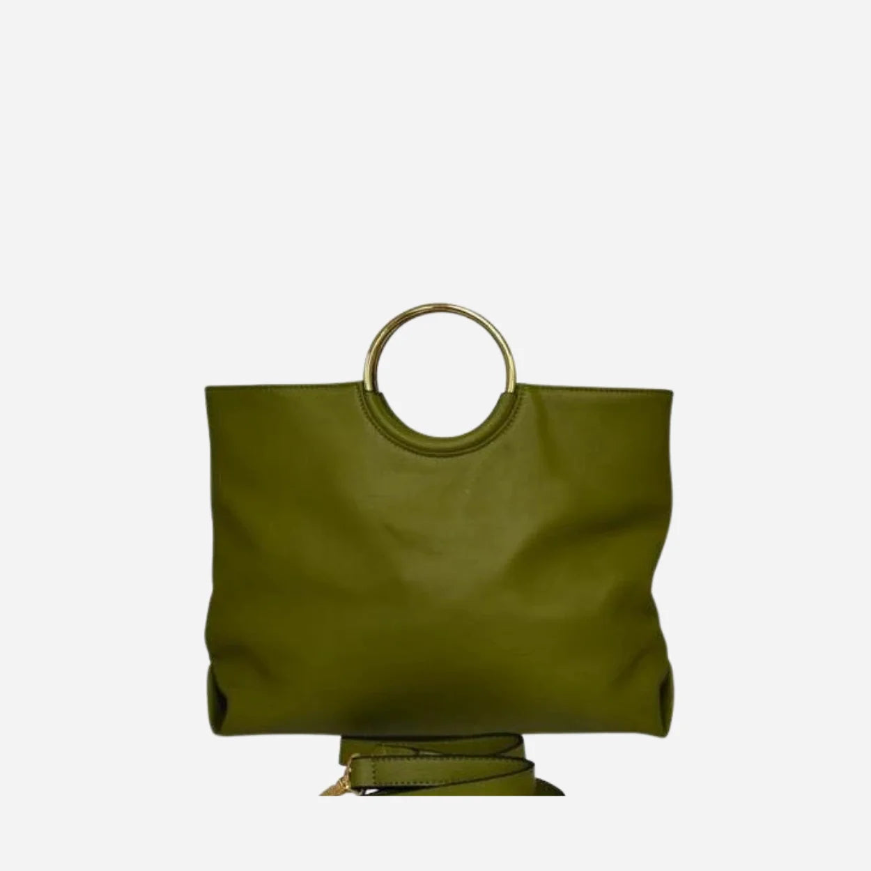 MILLFIELD - Womens Green Leather Ring Handle Tote Shoulder Crossbody Bag