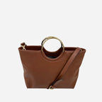 MILLFIELD - Womens Tan Leather Ring Handle Tote Shoulder Crossbody Bag