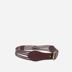 MISCHA - Women's Dark Brown Plaited Genuine Leather Belt - BeltNBags