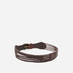 MISCHA - Women's Dark Brown Plaited Genuine Leather Belt - BeltNBags