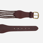 MISCHA - Women's Dark Brown Plaited Genuine Leather Belt - BeltNBags