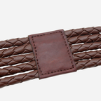 MISCHA - Women's Dark Brown Plaited Genuine Leather Belt - BeltNBags