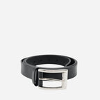 MORETON - Mens Black Soft Genuine Leather Belt With Silver Pin Buckle