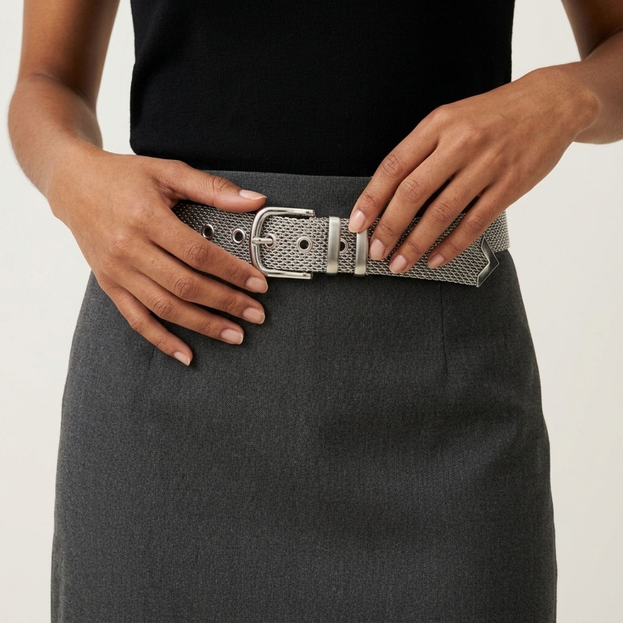 Margaux Women's Silver Metal Mesh Belt