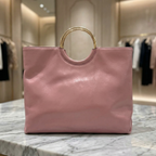 MILLFIELD - Pink Structured Leather Gold Ring Handle Bag - BeltNBags