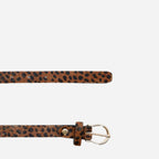 NARWEE - Women's Gold Leopard Print Genuine Leather Belt