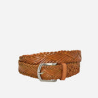 NELSON - Men's Tan Plaited Genuine Leather Belt - BeltNBags