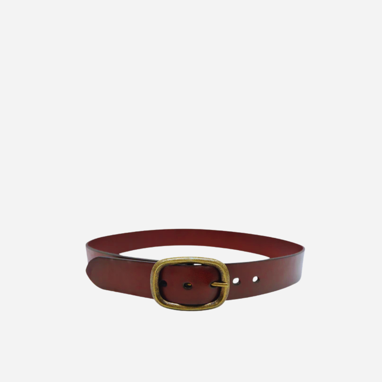 NOWRA - Women's Brown Genuine Leather Belt with Brushed Gold Buckle