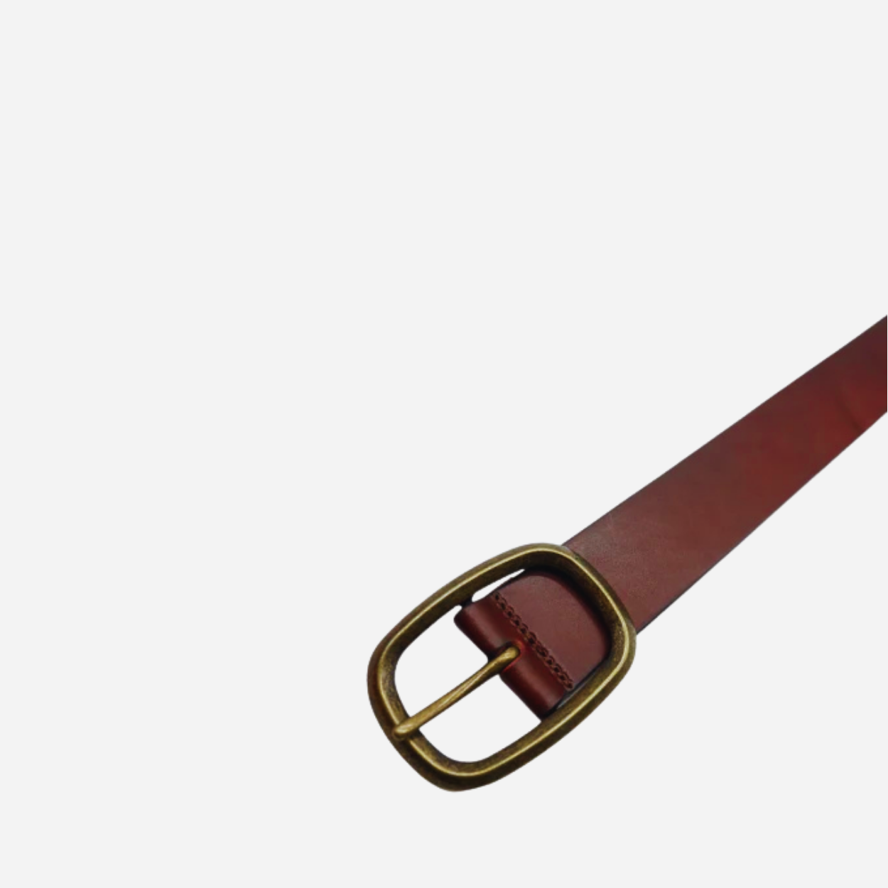 NOWRA - Women's Brown Genuine Leather Belt with Brushed Gold Buckle