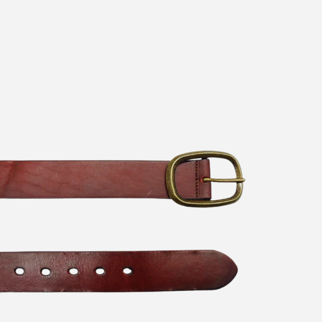 NOWRA - Women's Brown Genuine Leather Belt with Brushed Gold Buckle