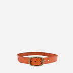 NOWRA - Women's Tan Genuine Leather Belt with Brushed Gold Buckle