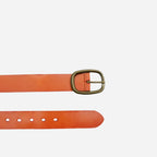 NOWRA - Women's Tan Genuine Leather Belt with Brushed Gold Buckle