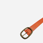 NOWRA - Women's Tan Genuine Leather Belt with Brushed Gold Buckle