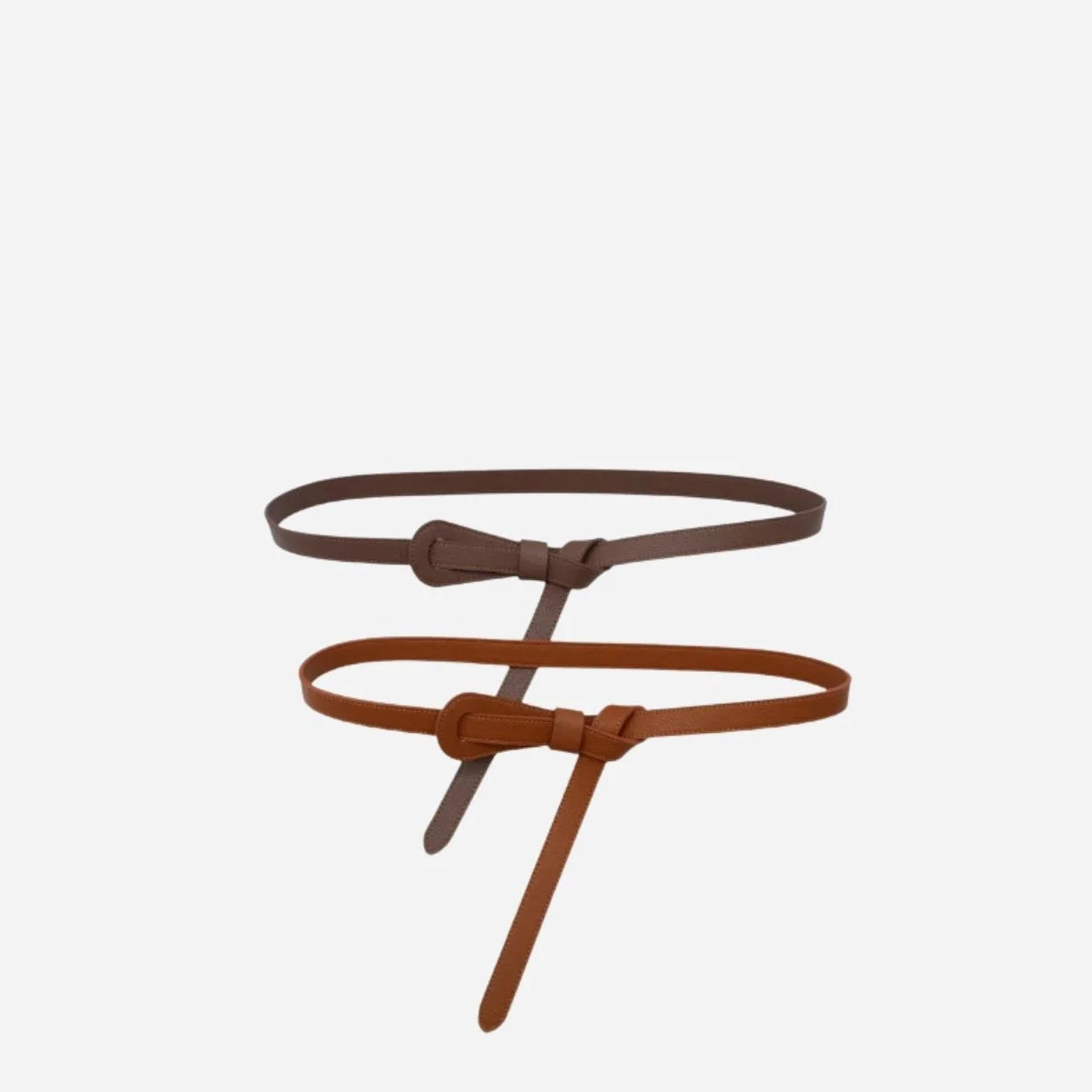 OLIVIA - Women's Tan Genuine Leather Knot Waist Belt
