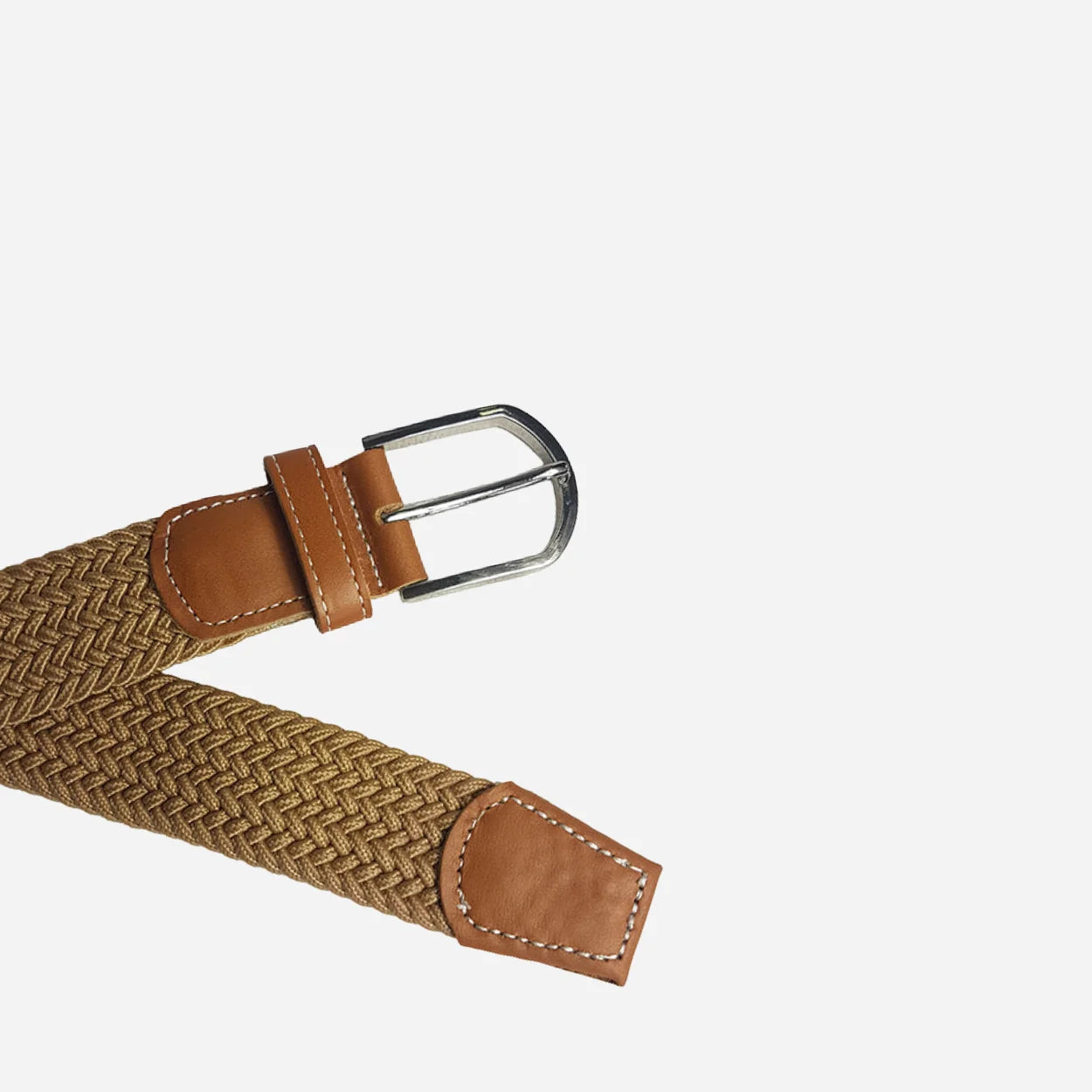 OSCAR - Mens Beige Woven Cotton Elastic Belt - BeltNBags