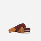 OSCAR - Mens Burgundy Red Woven Cotton Elastic Belt - BeltNBags