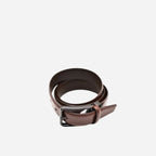 OXFORD Mens Brown Leather Belt with Dark Nickel Buckle