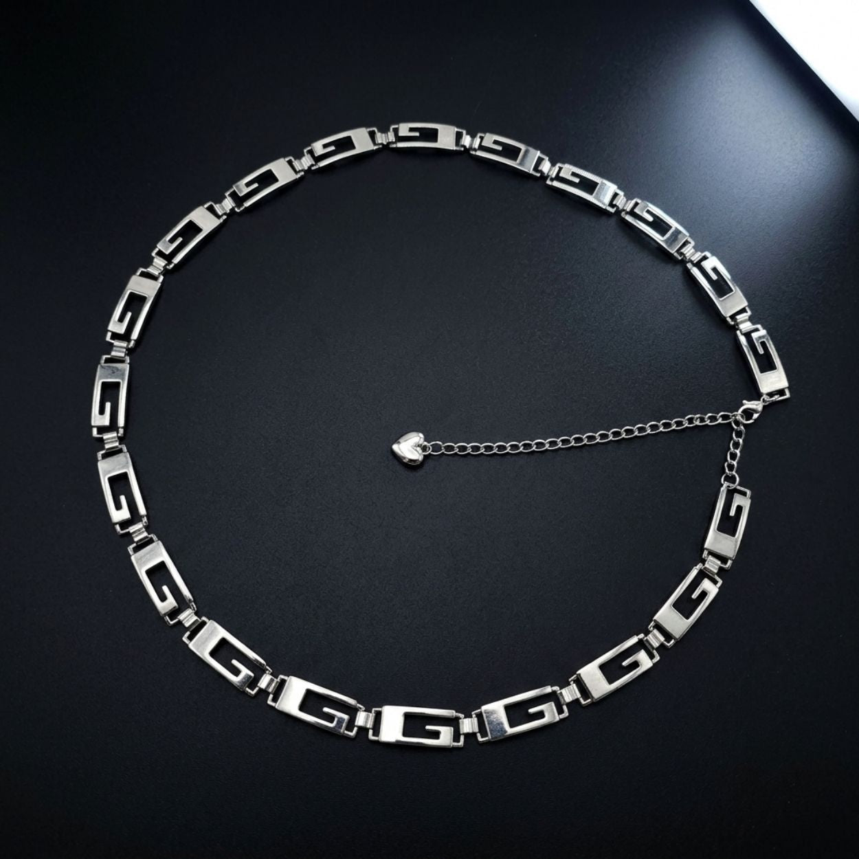 Olympia Silver Greek Key Chain Waist Belt