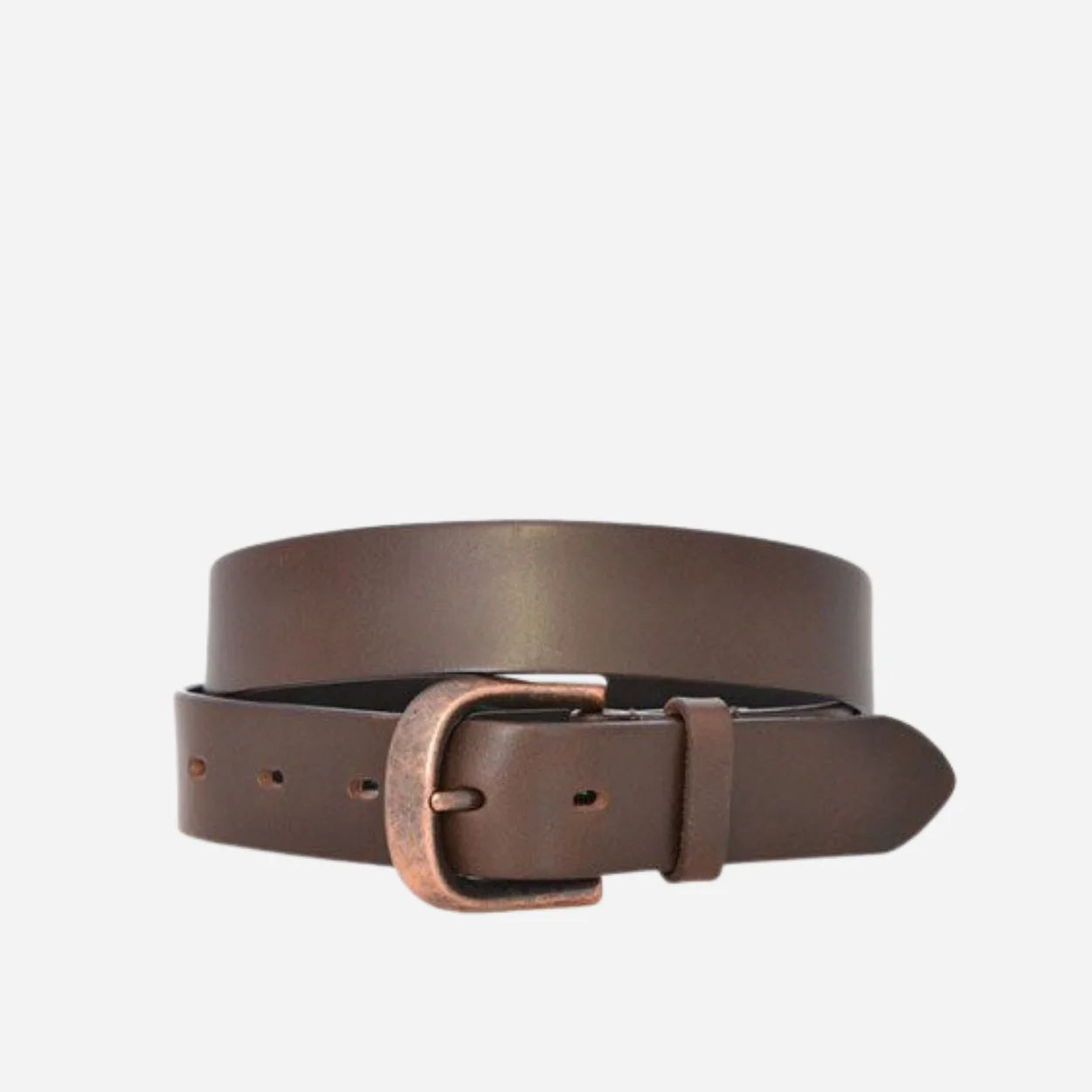 PEDRO - Mens Brown Leather belt with Antique Copper Buckle
