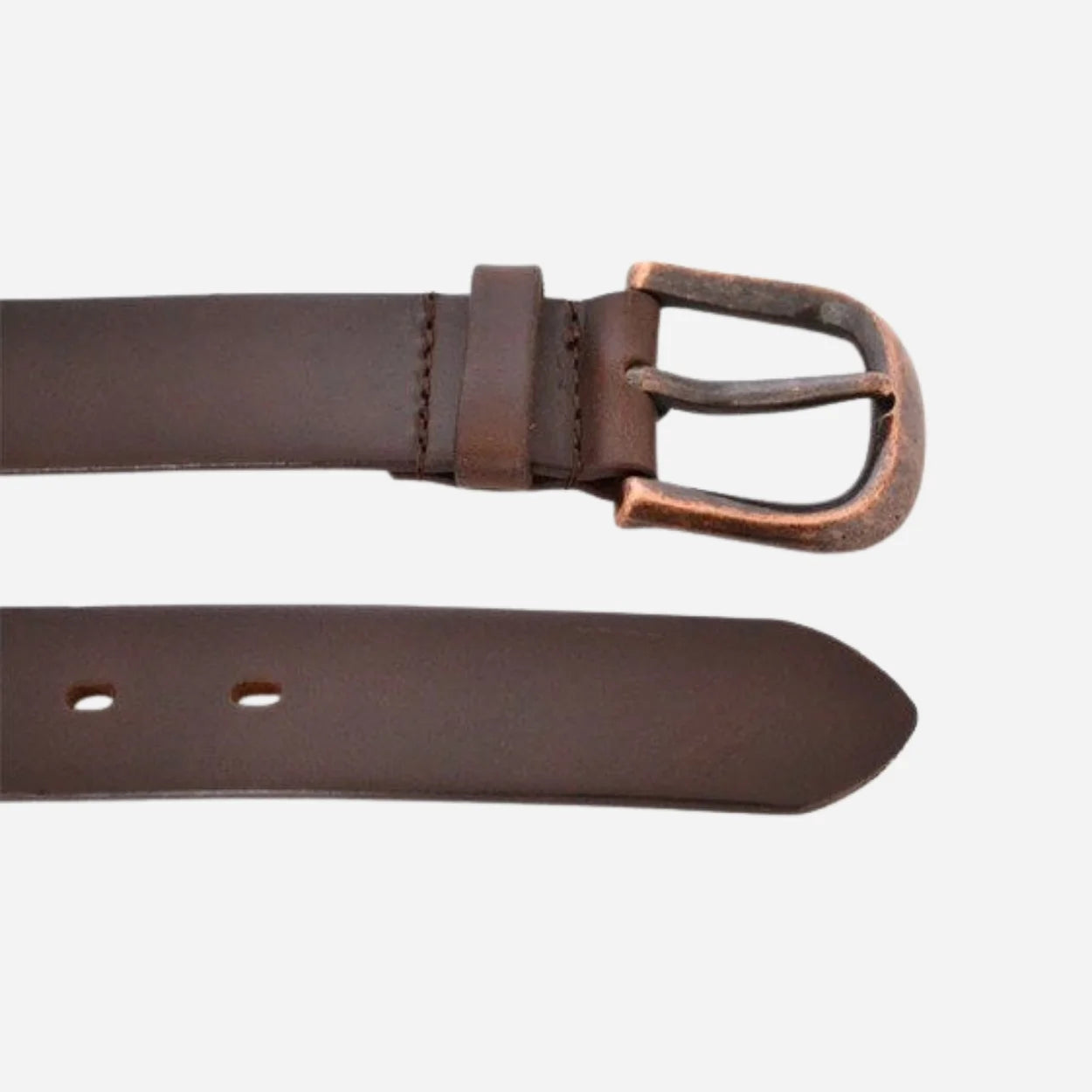 PEDRO - Mens Brown Leather belt with Antique Copper Buckle