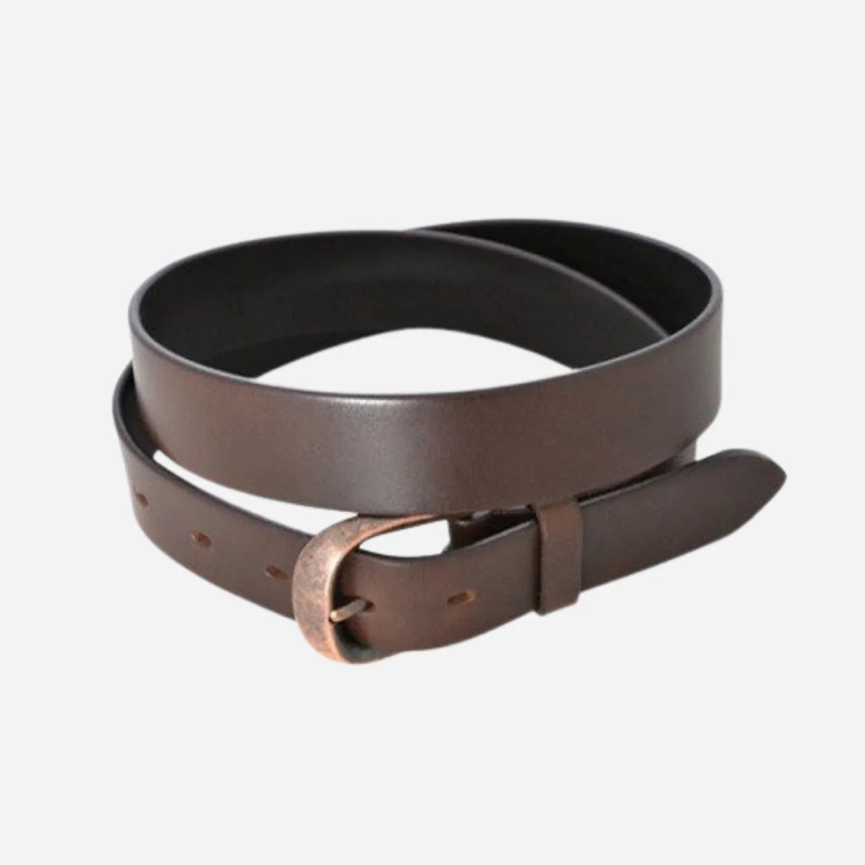 PEDRO - Mens Brown Leather belt with Antique Copper Buckle