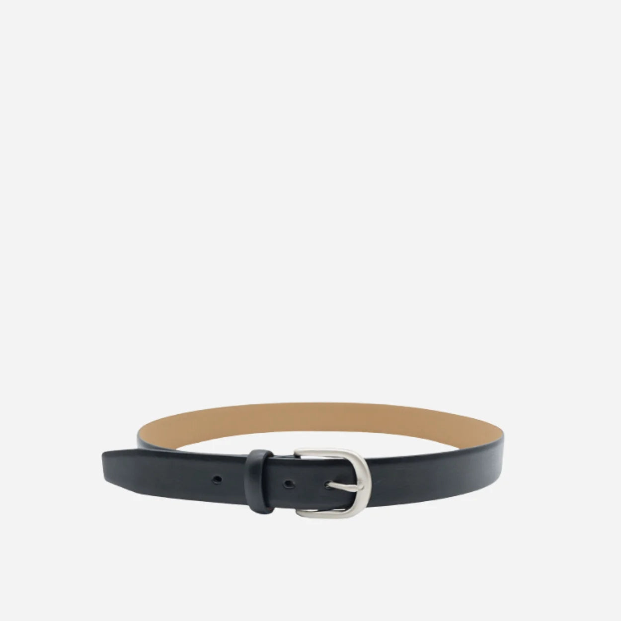 PETER - Men's Black Genuine Leather Belt with Silver Pin Buckle