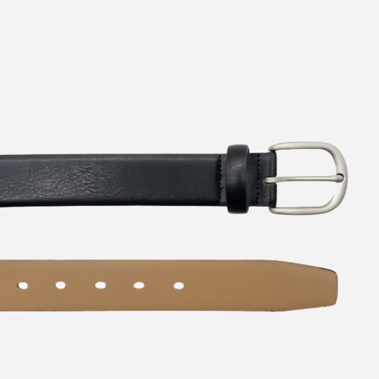 PETER - Men's Black Genuine Leather Belt with Silver Pin Buckle