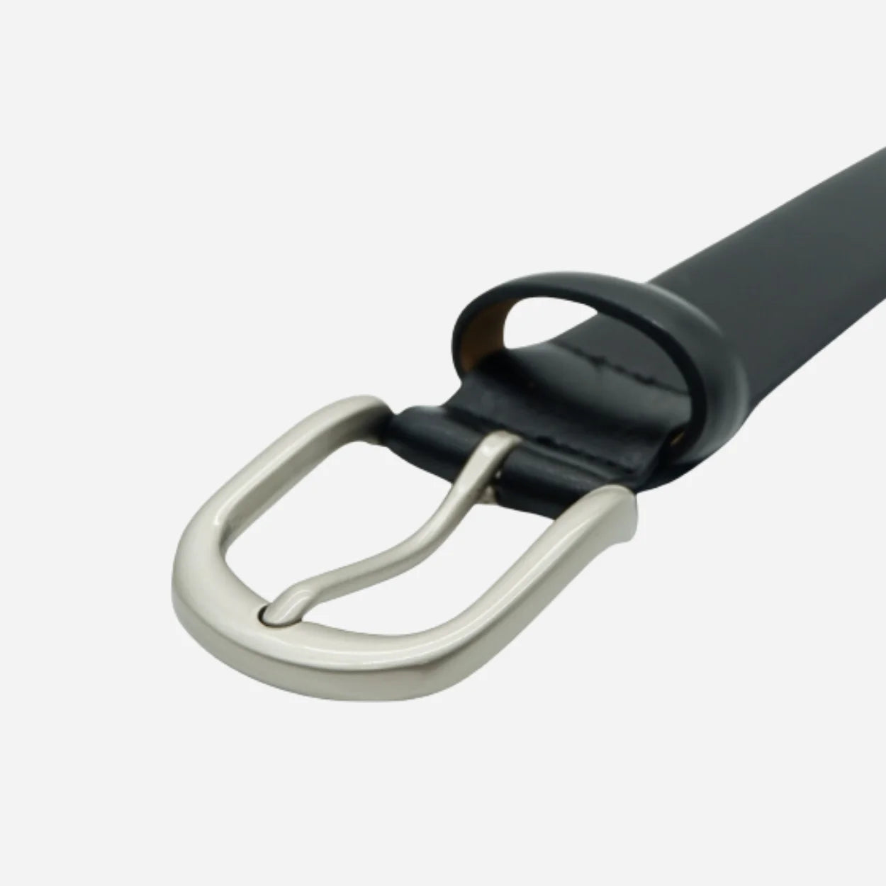 PETER - Men's Black Genuine Leather Belt with Silver Pin Buckle