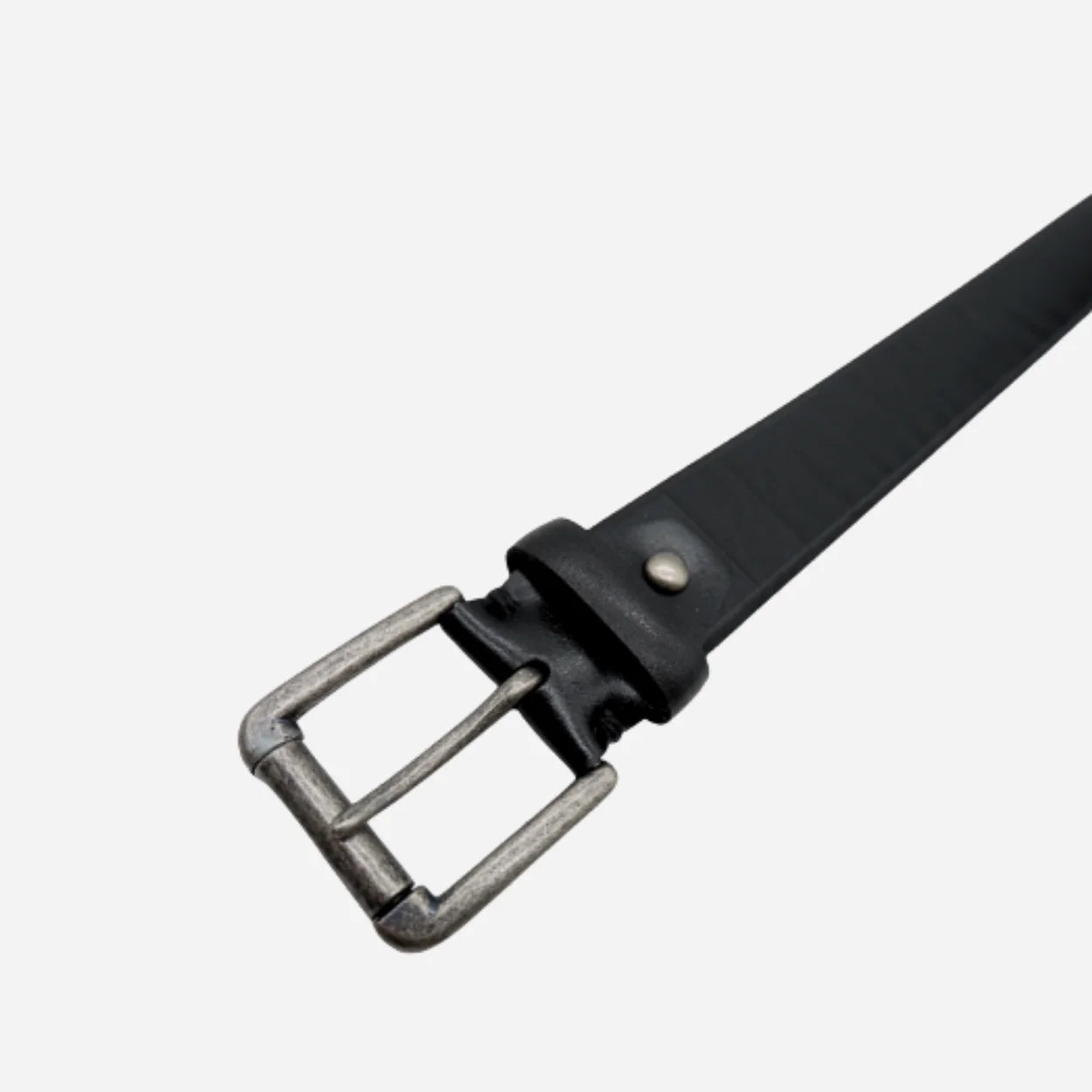 AARON - Mens Black Genuine Leather Belt with Silver Buckle - BeltNBags