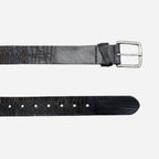 LLOYD - Mens Black Leather Crackle Detail Belt with Silver Buckle - BeltNBags