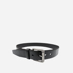 AARON - Mens Black Genuine Leather Belt with Silver Buckle - BeltNBags