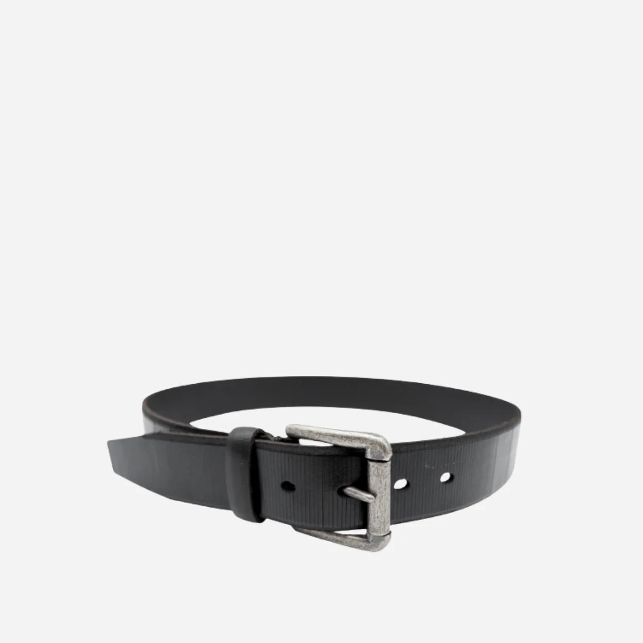 AARON - Mens Black Genuine Leather Belt with Silver Buckle - BeltNBags