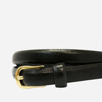 PIPER - Womens Black Genuine Leather Skinny Belt