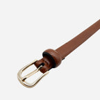 PIPER - Womens Tan Genuine Leather Skinny Belt - BeltNBags