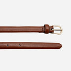 PIPER - Womens Tan Genuine Leather Skinny Belt - BeltNBags