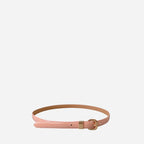 QUEENS PARK - Blush Pink Patent Leather Skinny Belt with Gold Buckle