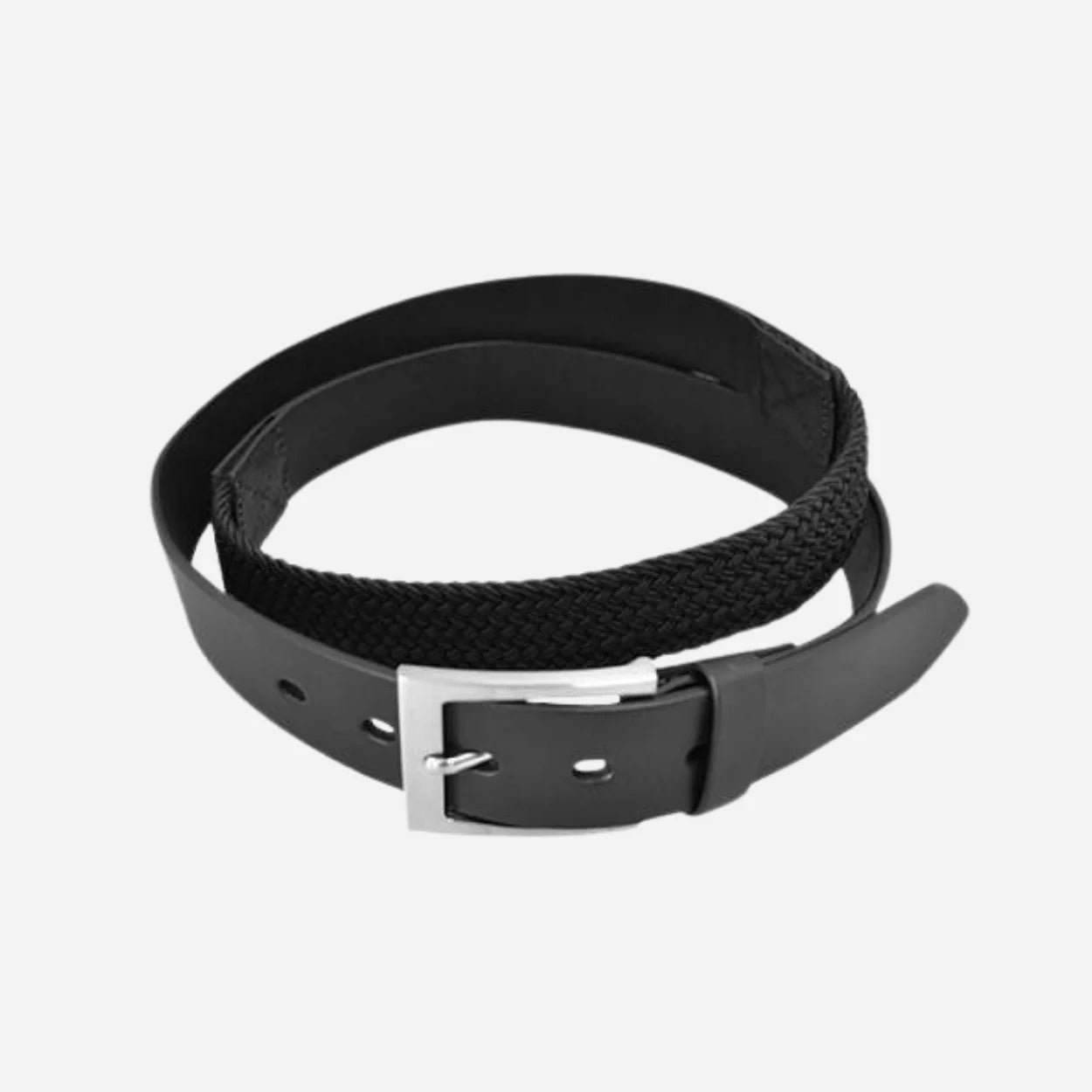 RALPH - Mens Black Genuine Leather BIG SIZE Flexi-Belt