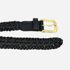 RIETERS - Mens Black Leather Plait Belt - BeltNBags