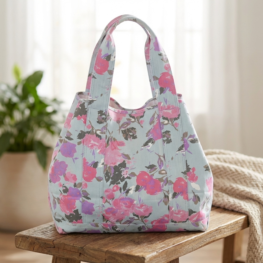 ROSIE - Womens Floral Print Beach Tote Bag Picnic Bag